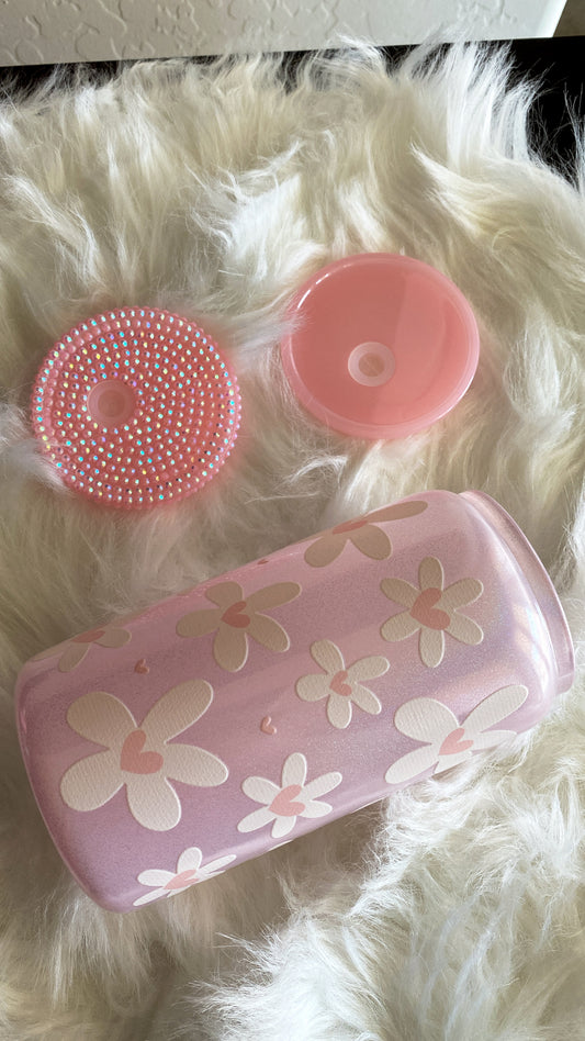 Pink Heart Floral 16oz
