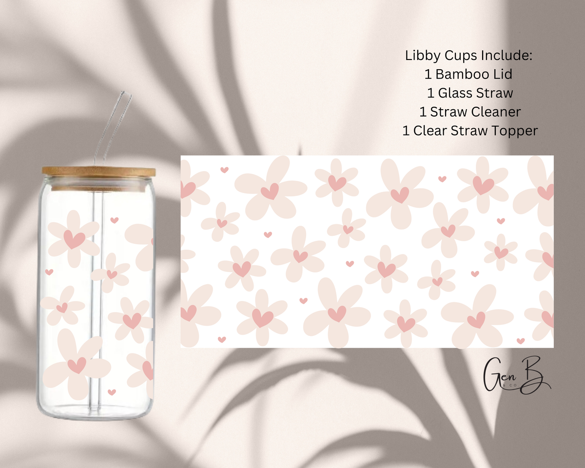 Pink Heart Floral 16oz